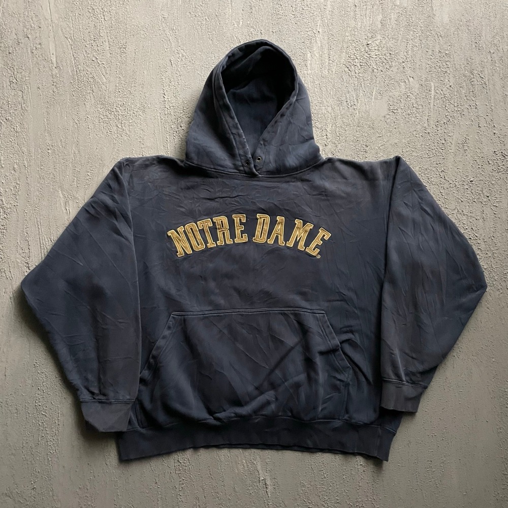 Vintage Notre Dame  Hoodie Mens XXL Navy Blue 90s Foot Locker